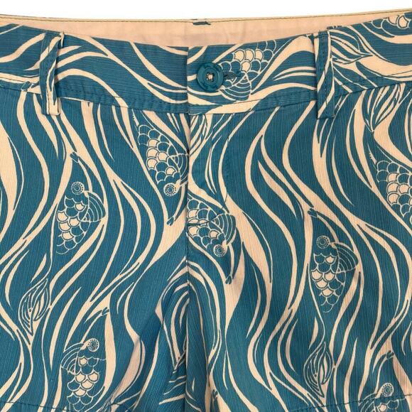 Lilly Pulitzer Callahan Shorts 5” White Turquoise Joe Fish Vacation Preppy 10 - Picture 4 of 16